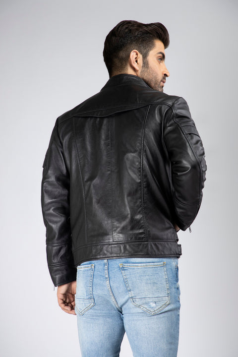 Mens Seanix Genuine Lambskin Leather Bomber Jacket