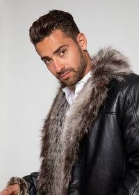 Leather Coat - Men's Jayden Shearling Faux Fur Leather Jacket
