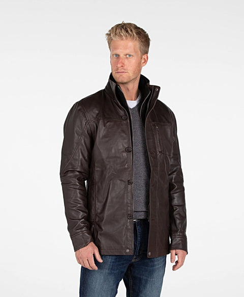 Leather Coat - Mens Fancy Lambskin 4 Button Leather Coat