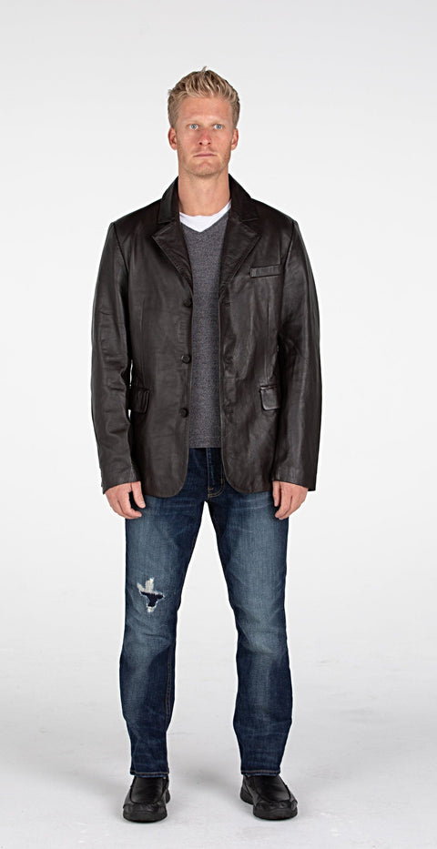 Leather Coat - Mens Lexington Premium Leather Blazer Coat