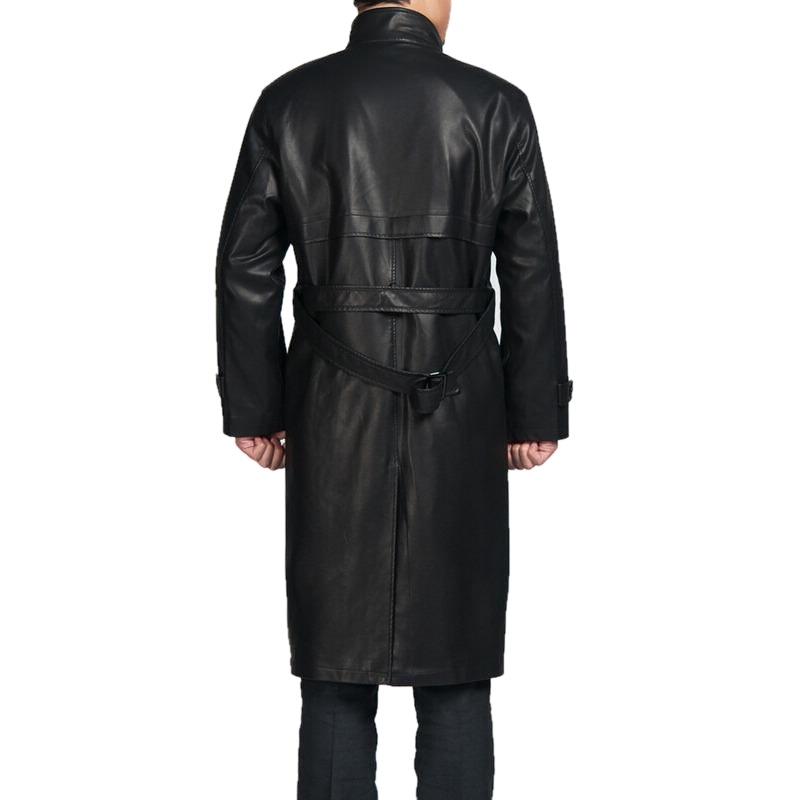 Mens Top Quality Parka Full Length Leather Coat, [option2] - Fadcloset