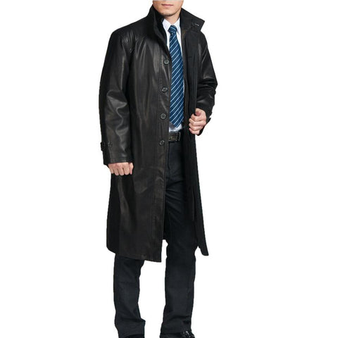 Mens Top Quality Parka Full Length Leather Coat, [option2] - Fadcloset
