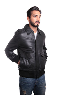 Houston Mens Leather Bomber Jacket, [option2] - Fadcloset