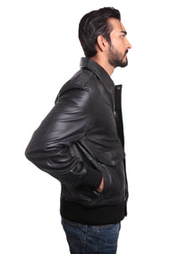 Houston Mens Leather Bomber Jacket, [option2] - Fadcloset