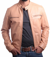 Men's Charles Beige Premium Leather Jacket, [option2] - Fadcloset