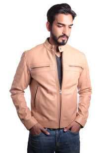 Men's Charles Beige Premium Leather Jacket, [option2] - Fadcloset