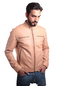 Men's Charles Beige Premium Leather Jacket, [option2] - Fadcloset