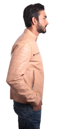 Men's Charles Beige Premium Leather Jacket, [option2] - Fadcloset