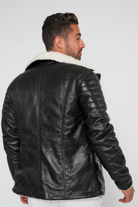 Leather Jacket - Men's Cosmo Shearling Curly Fur Leather Jacket