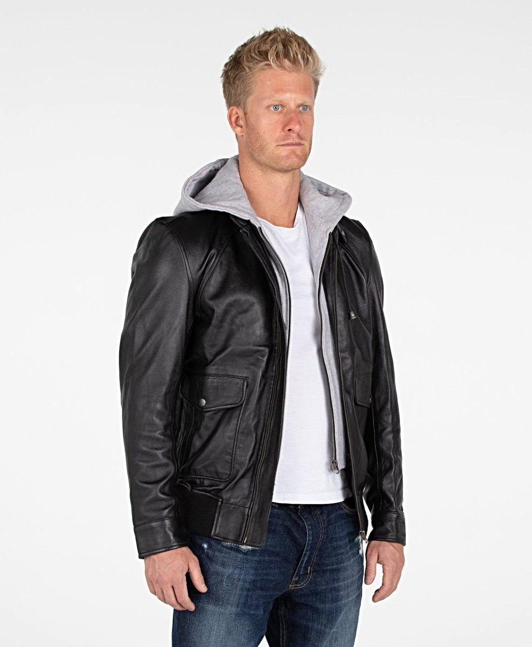 Men's Lambskin Hooded Leather Bomber Jacket – FAD