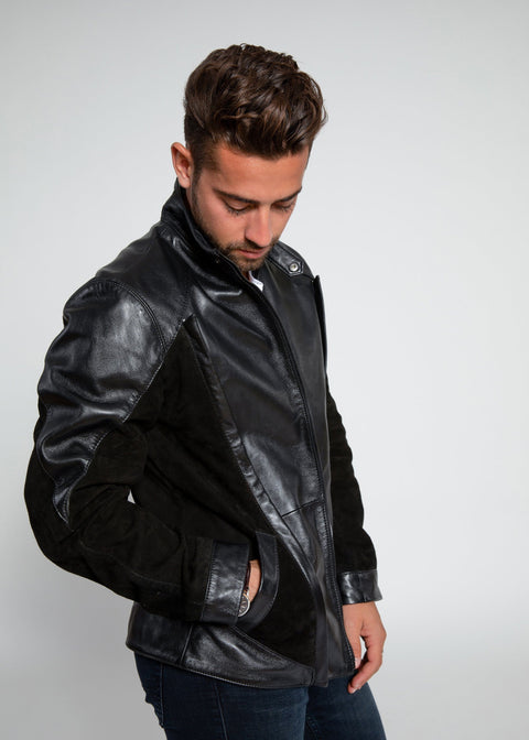Leather Jacket - Men's Liam Dual Panel Leather Suede Jacket - Clearance