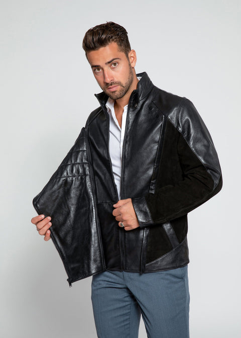 Leather Jacket - Men's Liam Dual Panel Leather Suede Jacket - Clearance