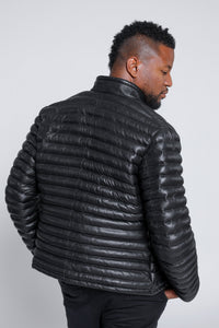 Leather Jacket - Men's Ultima Puffer Black Down Leather Jacket