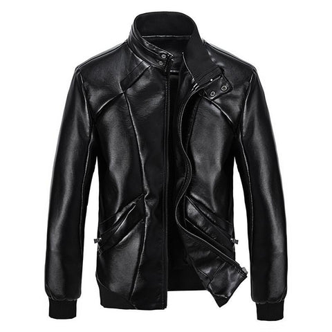 Mens Calypso Bomber Leather Jacket, Black - Fadcloset