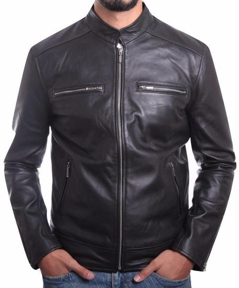 Mens Corporate Leather Jacket Black, [option2] - Fadcloset