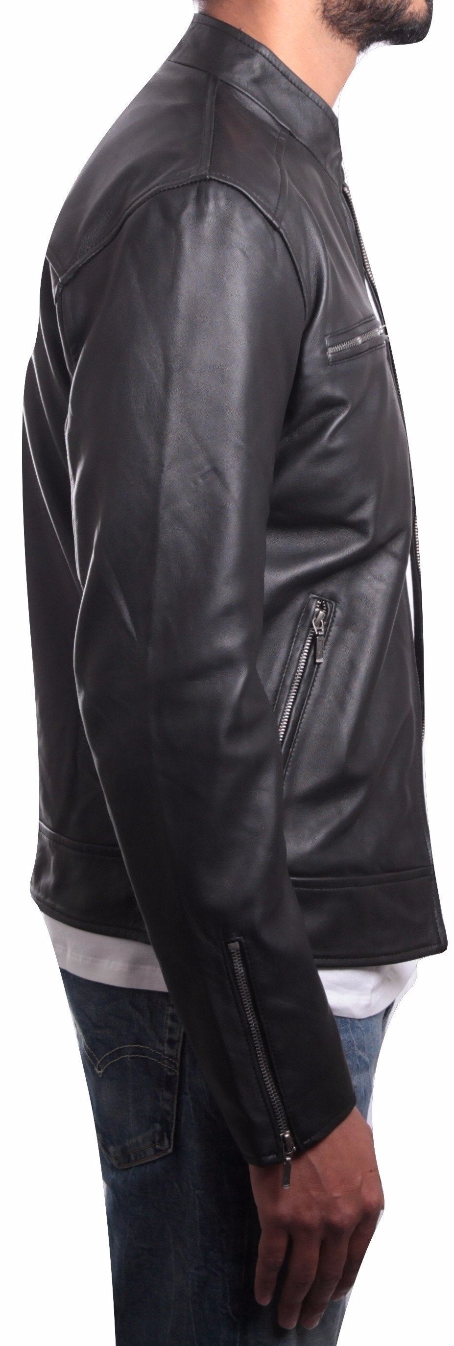 Mens Corporate Leather Jacket Black, [option2] - Fadcloset