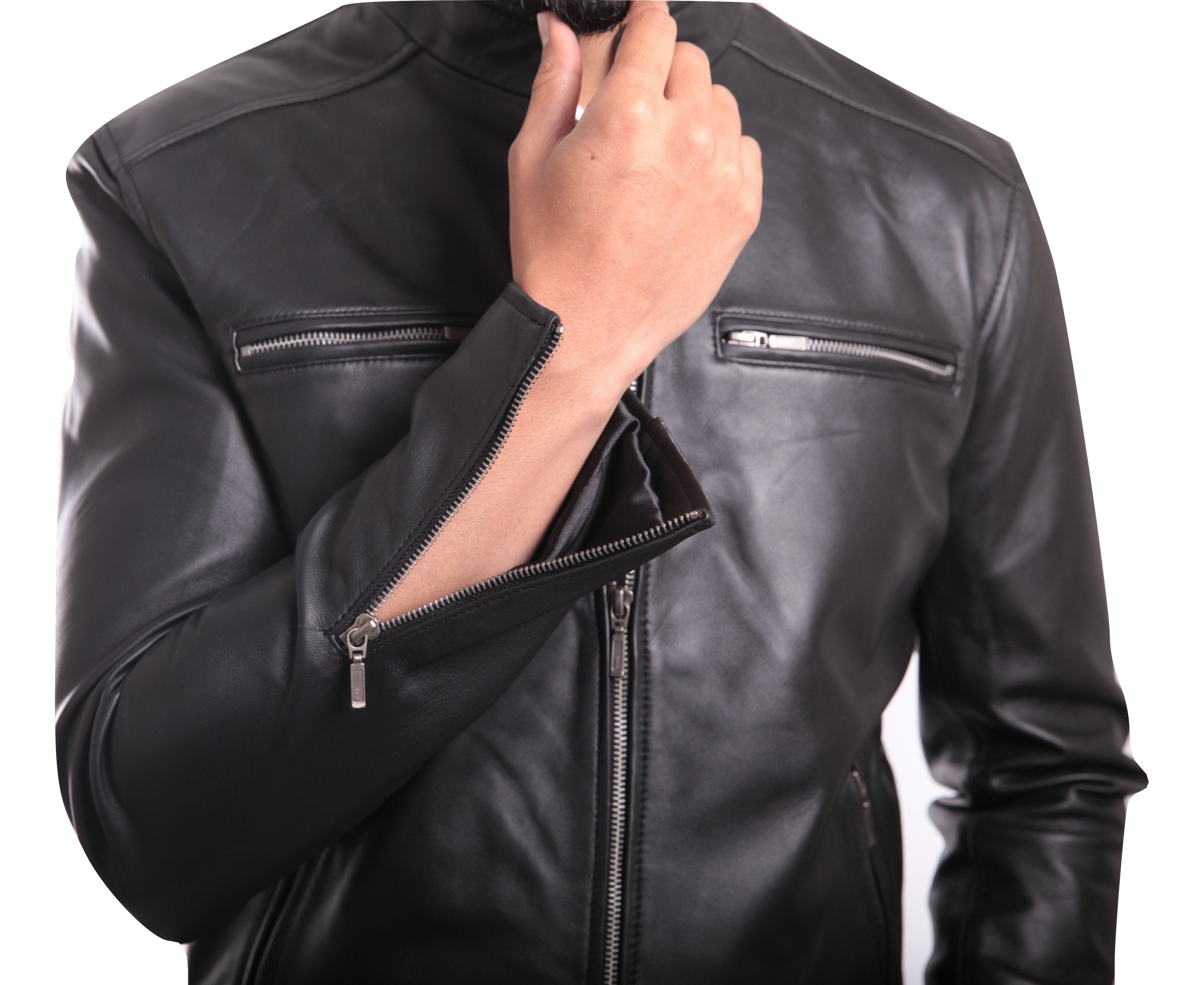 Mens Corporate Leather Jacket Black, [option2] - Fadcloset