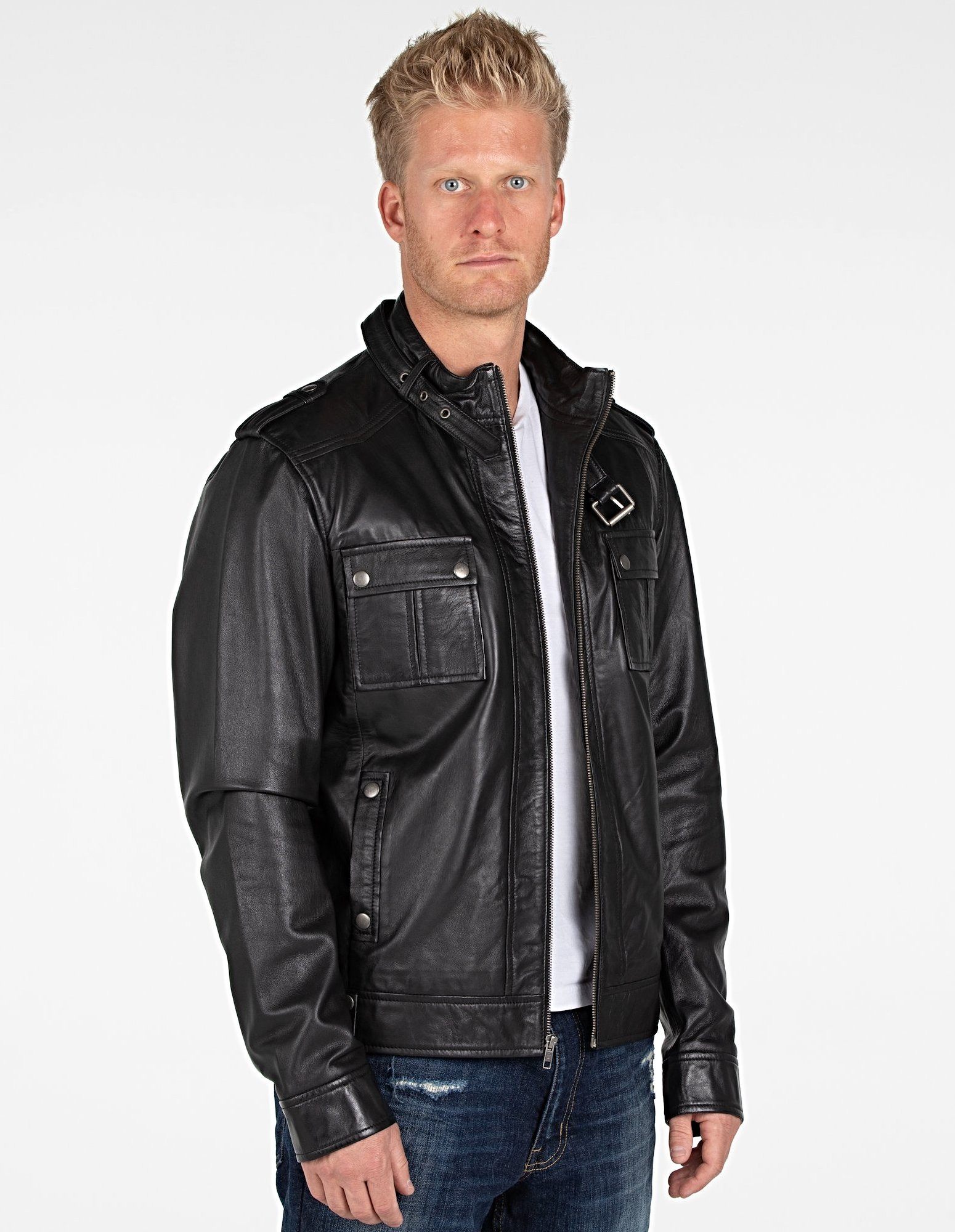 Leather Jacket - Mens Fitted Cabone Leather Jacket