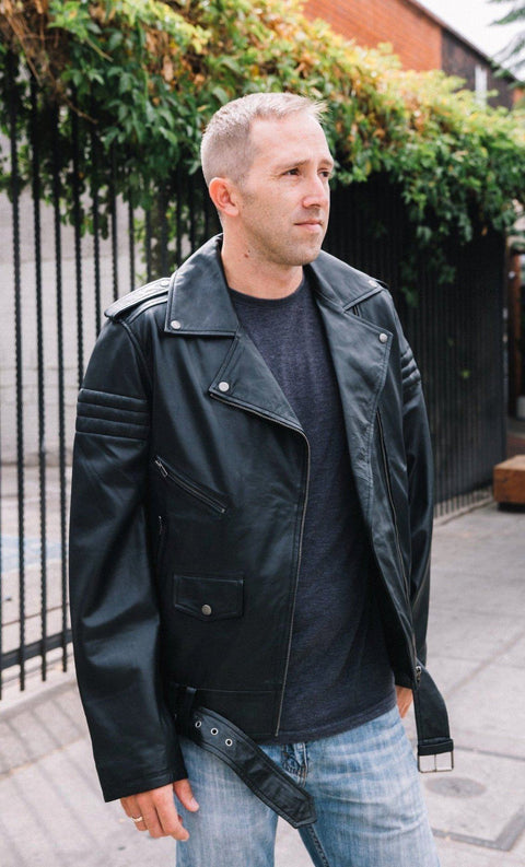 Leather Jacket - Mens Gavin Moto Assymetric Leather Jacket