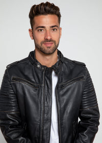 Leather Jacket - Mens Stark Distressed Leather Jacket - Clearance