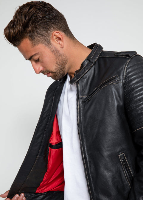 Leather Jacket - Mens Stark Distressed Leather Jacket - Clearance