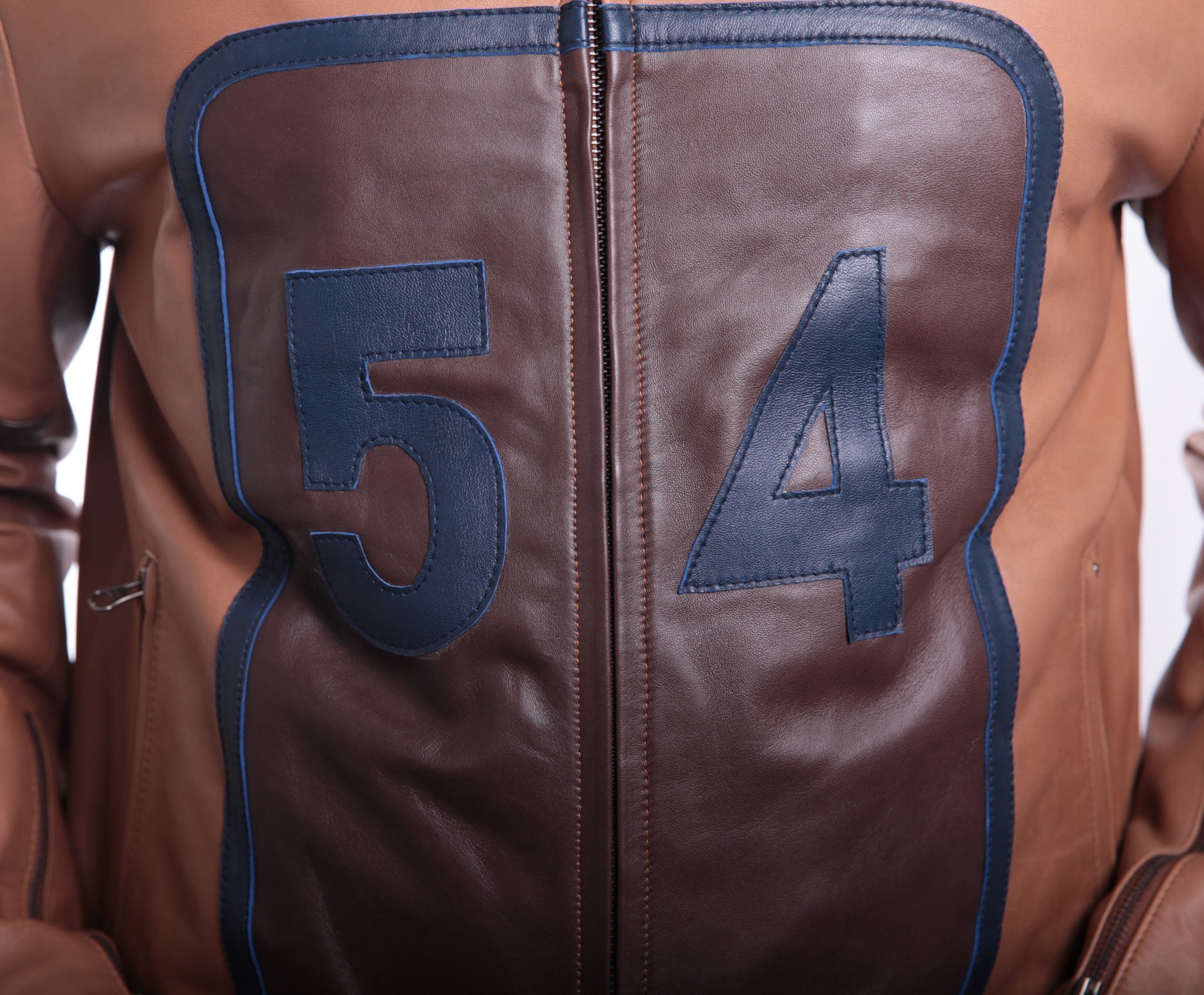Mens Tan Cowhide Racing Leather Jacket, [option2] - Fadcloset