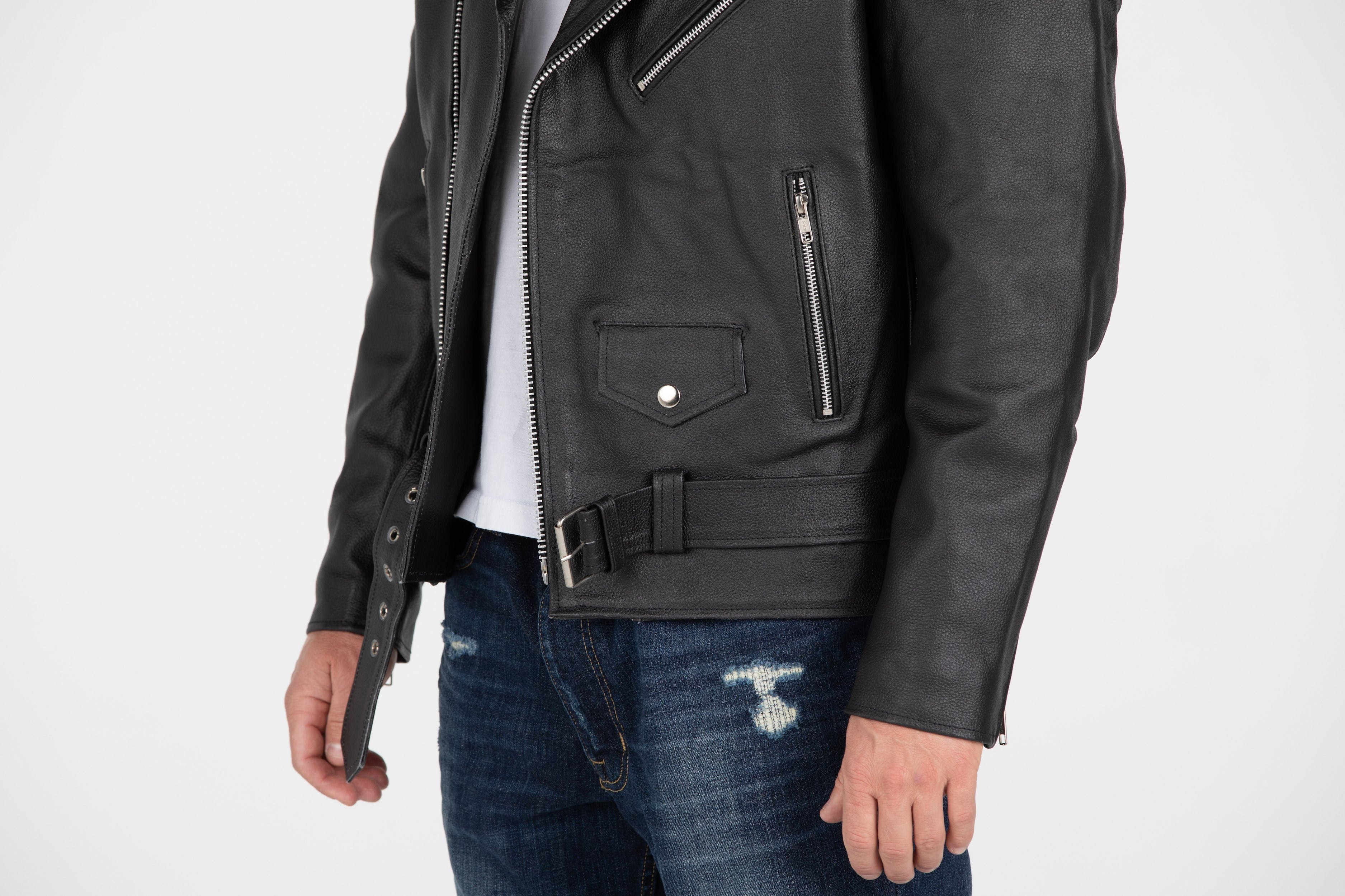 Leather Jacket - MotoArt Men's Classic Cruiser V1 Biker Genuine Leather Jacket