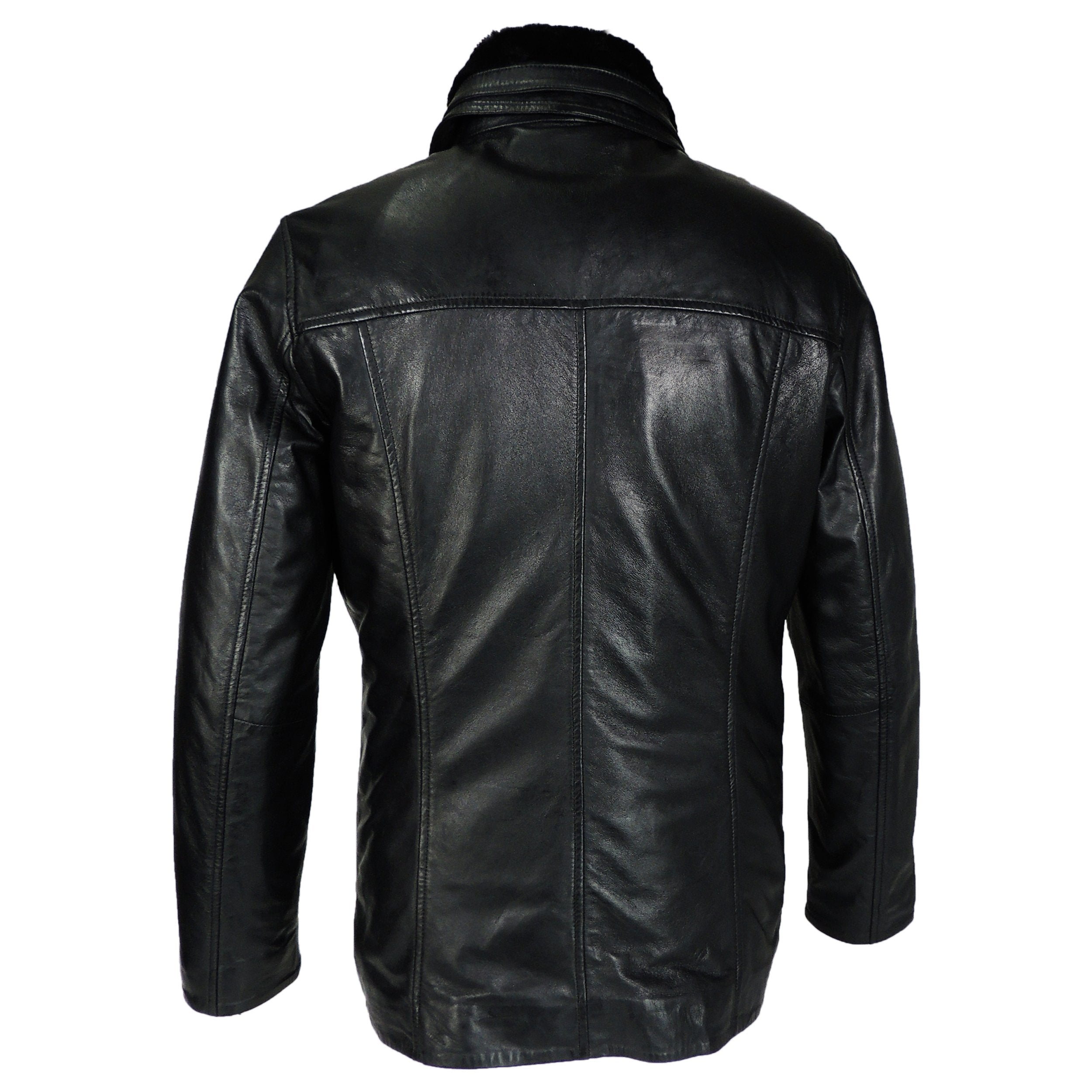 Ahsa Mens Leather Coat w/ Fur Collar, [option2] - Fadcloset