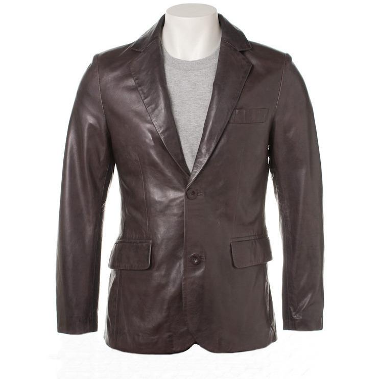 Bixby Mens Leather Blazer, Dark Choco - Fadcloset