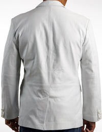 Mens Classic White Leather Blazer, [option2] - Fadcloset