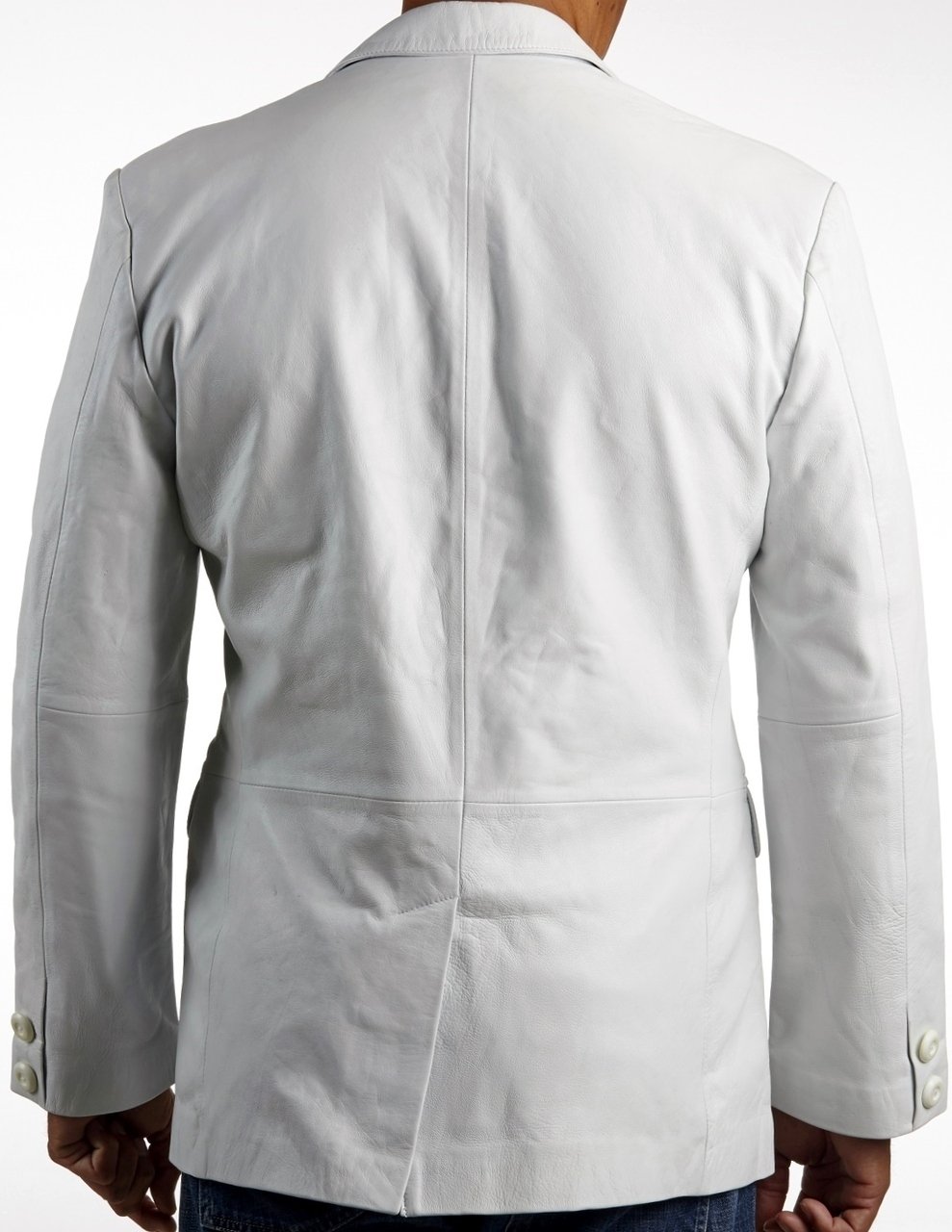Mens Classic White Leather Blazer, [option2] - Fadcloset