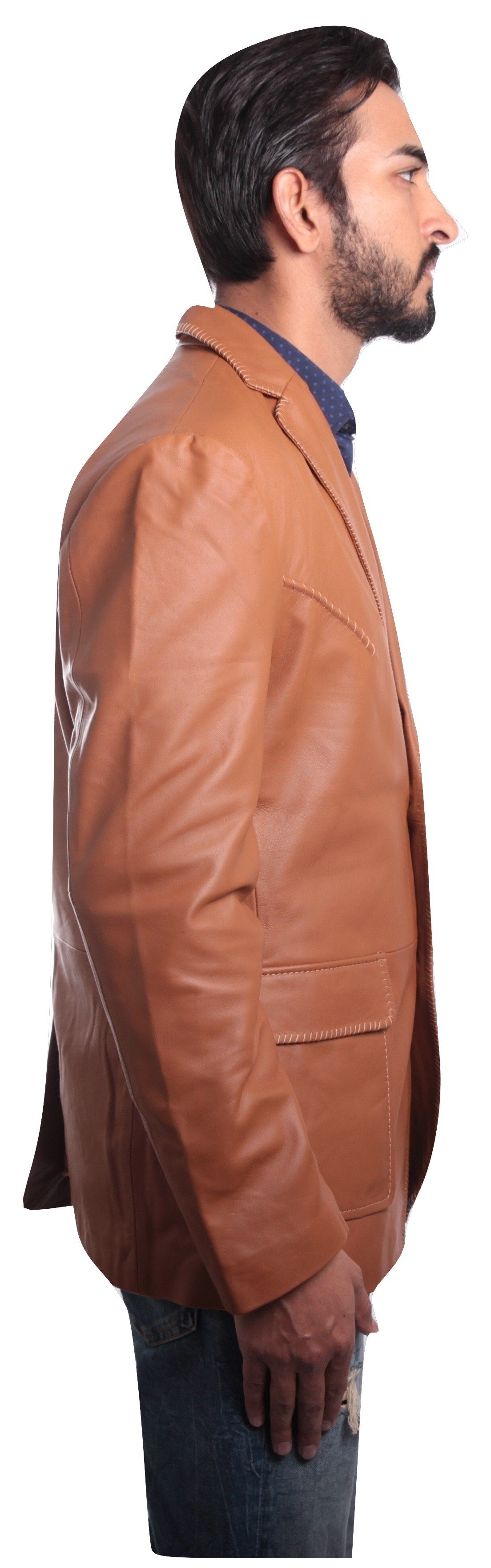 Mens Tan Western Blazer Whip Stitched, [option2] - Fadcloset