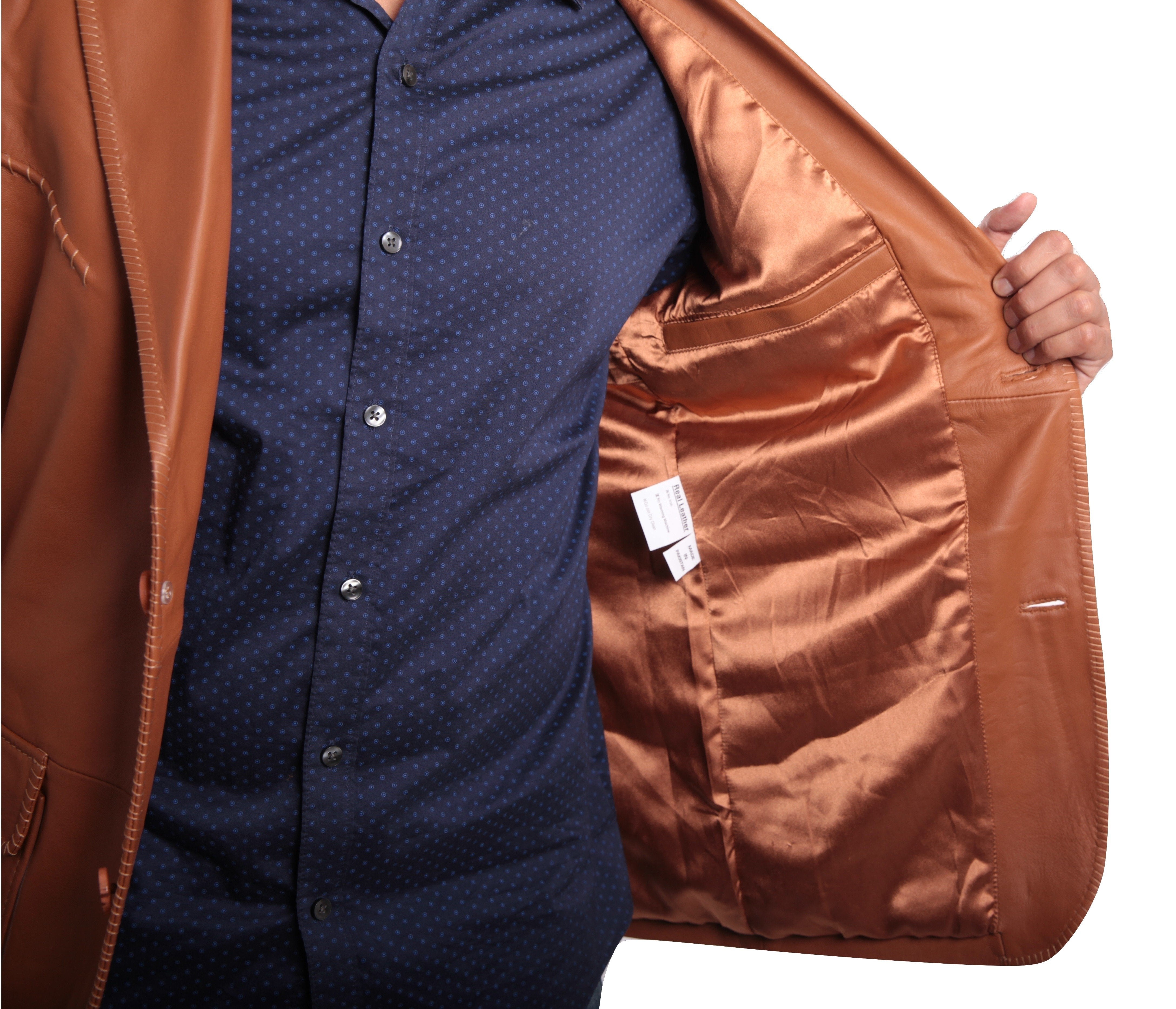 Mens Tan Western Blazer Whip Stitched, [option2] - Fadcloset