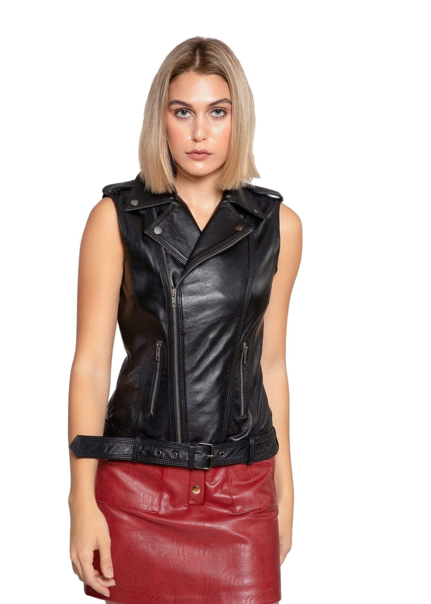 Women Leather Vest - Womens Liana Leather Vest - Clearance