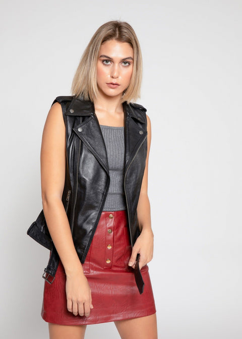 Women Leather Vest - Womens Liana Leather Vest - Clearance