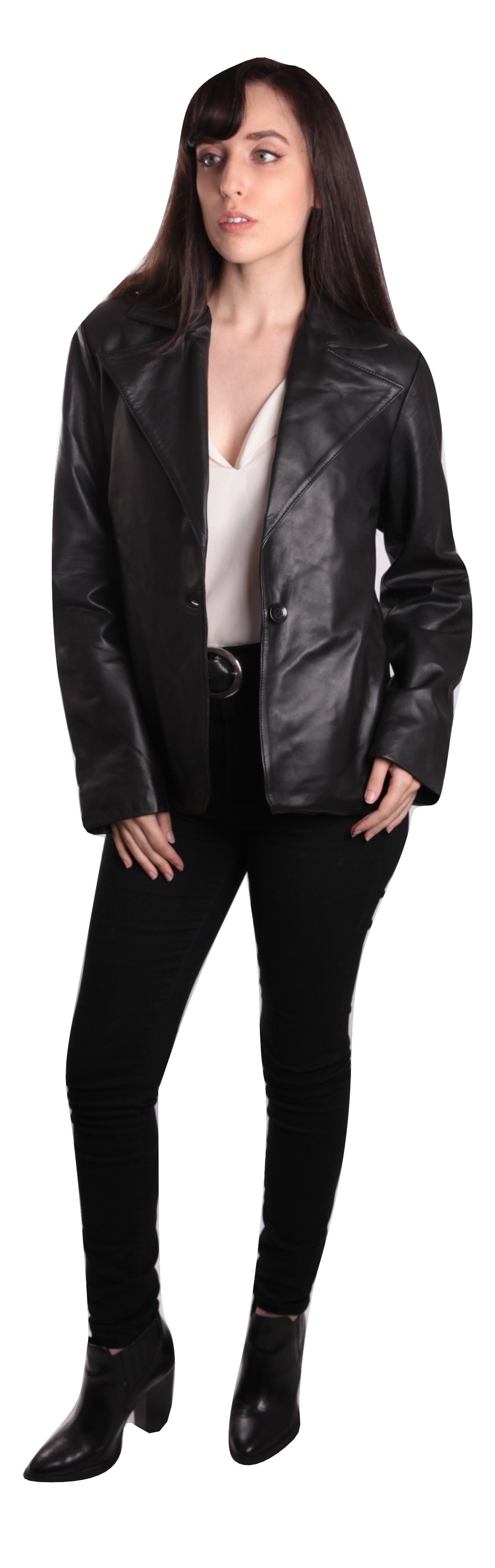 Ella Womens Leather Blazer, [option2] - Fadcloset