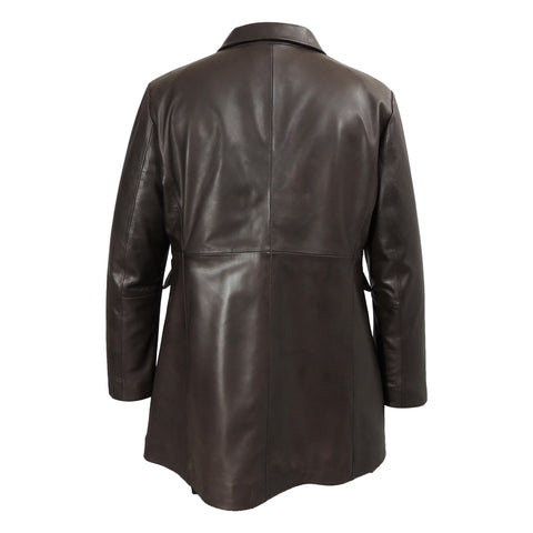 Felicia Womens 3/4 Long Leather Coat, [option2] - Fadcloset