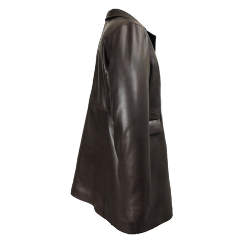 Felicia Womens 3/4 Long Leather Coat, [option2] - Fadcloset