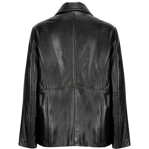 Ladies 3 Button Leather Blazer Coat, [option2] - Fadcloset