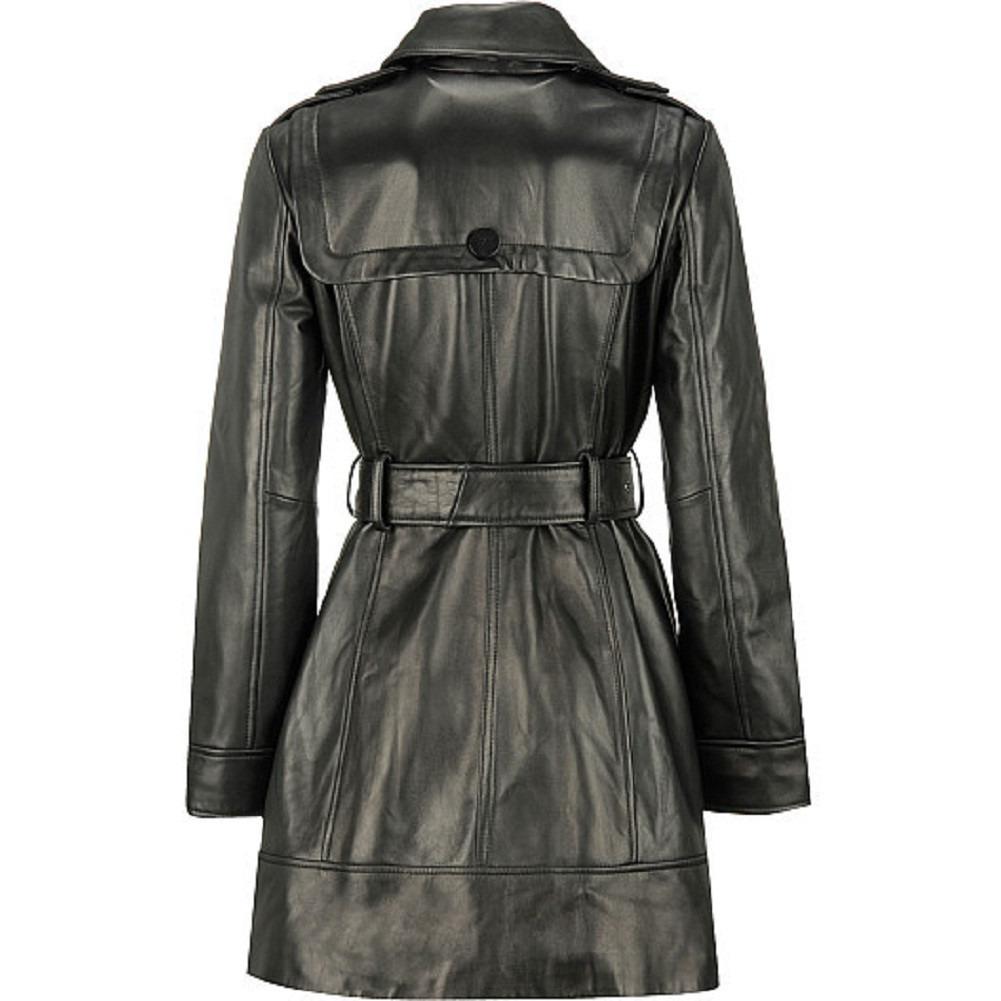 Women's Elegant Leather Trench Coat, [option2] - Fadcloset