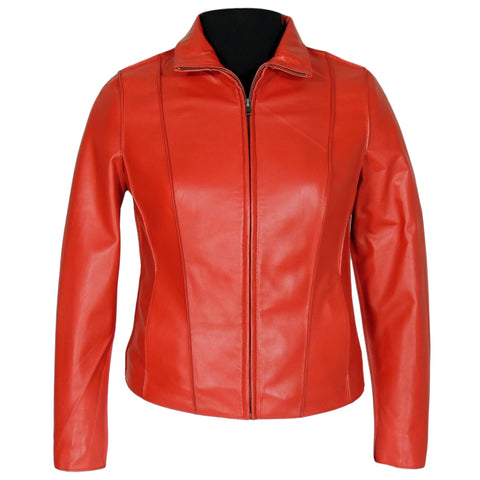 Aaliya Womens Sheepskin Leather Jacket, Red - Fadcloset