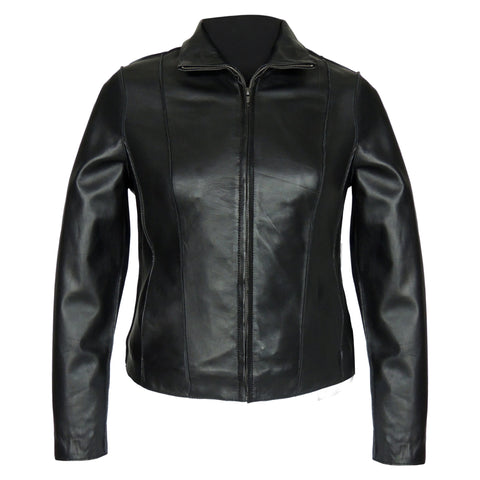 Aaliya Womens Sheepskin Leather Jacket, Black - Fadcloset