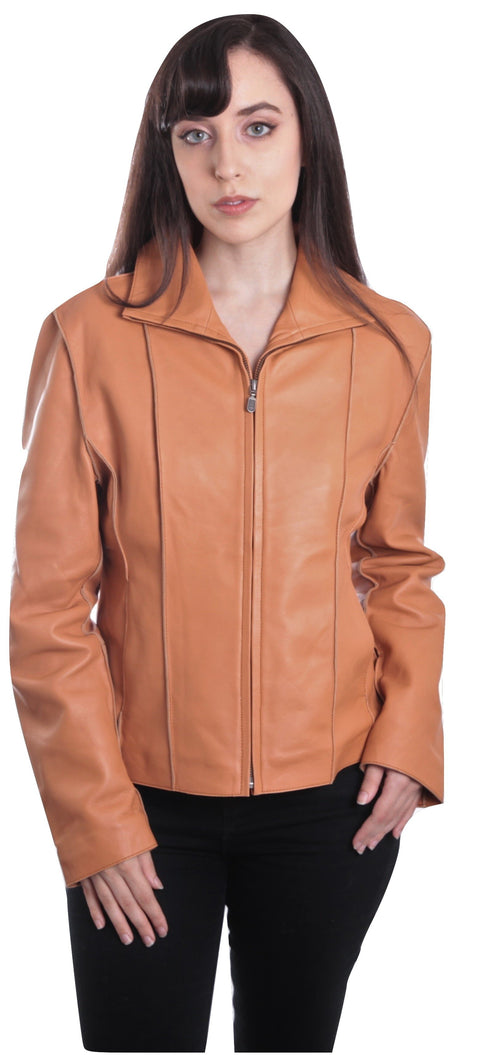 Aaliya Womens Sheepskin Leather Jacket, Tan - Fadcloset