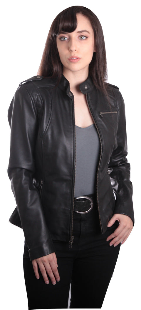 Allie Womens Black Leather Jacket, [option2] - Fadcloset