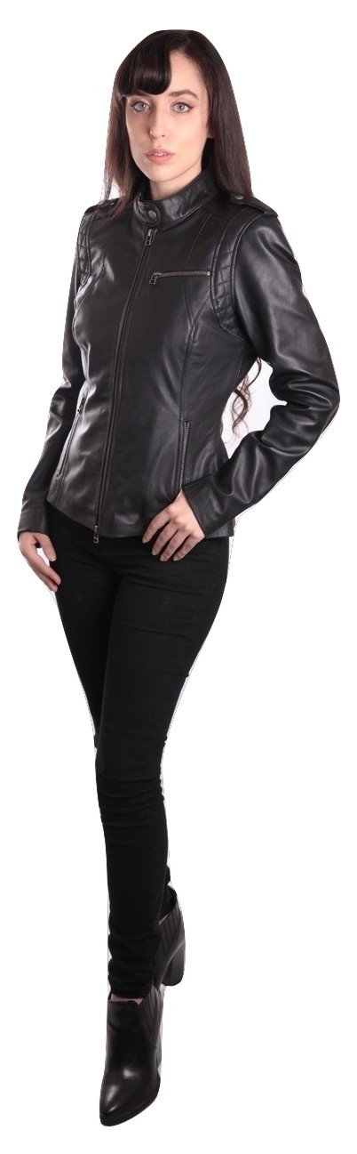 Allie Womens Black Leather Jacket, [option2] - Fadcloset