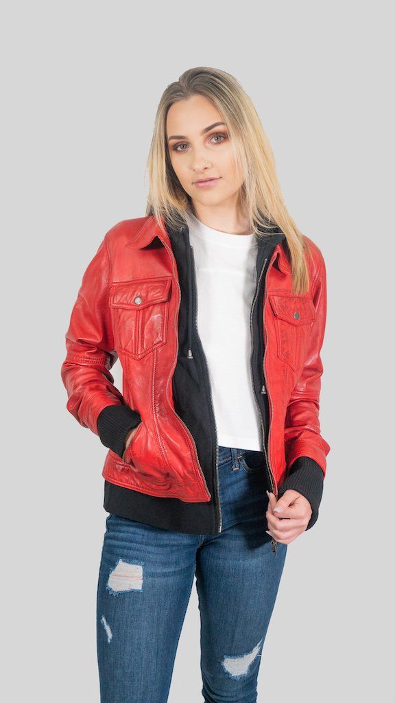 Womens Leather Jacket - Annalise Womens Leather Jacket Red