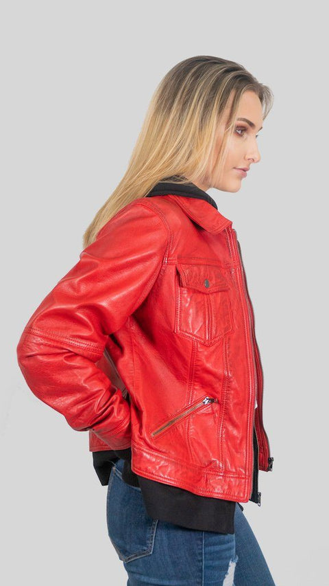 Womens Leather Jacket - Annalise Womens Leather Jacket Red