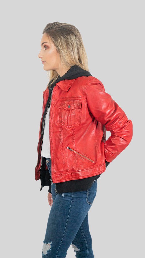 Womens Leather Jacket - Annalise Womens Leather Jacket Red