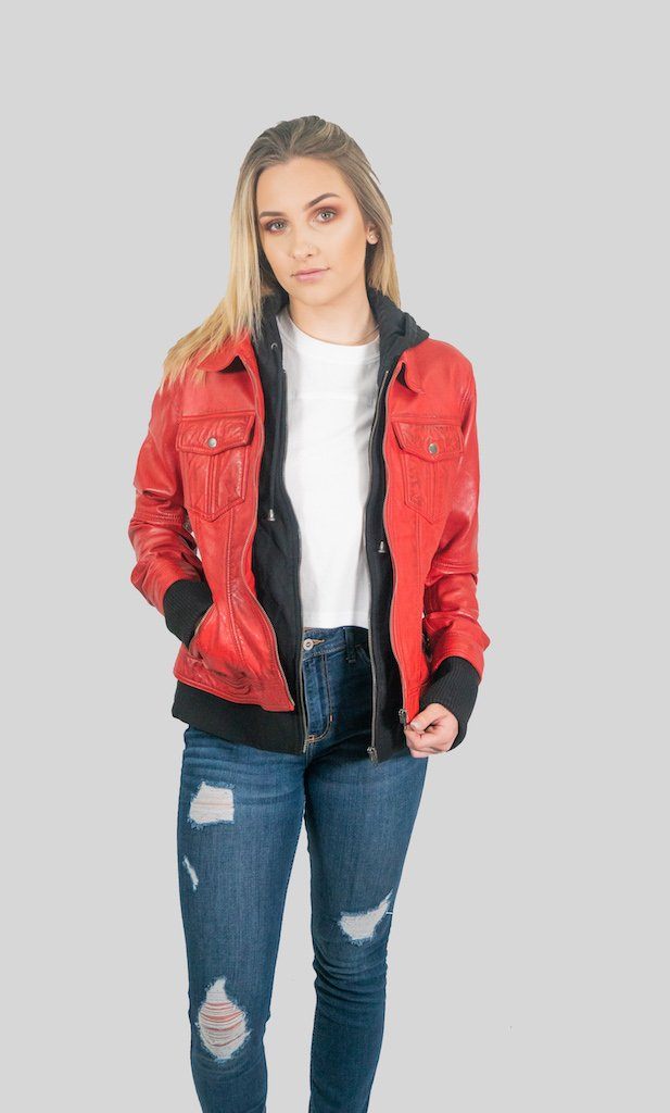 Womens Leather Jacket - Annalise Womens Leather Jacket Red