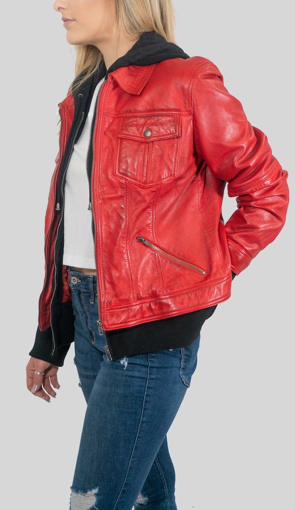 Womens Leather Jacket - Annalise Womens Leather Jacket Red